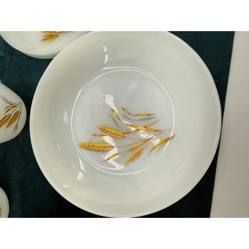 Fire King Ware Golden Wheat Dinnerware Vintage Milk Glass Mixed Lot 13 Pieces